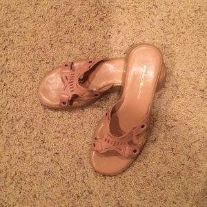 Beige Wedges. So fun for Summer!!  Gently worn!!